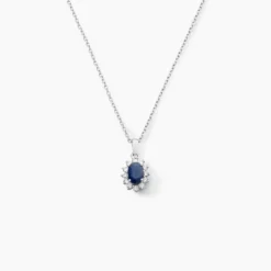 Pendentif Vladimir Or Blanc Saphir Diamants