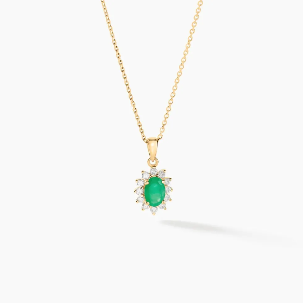 Pendentif Vladimir Or Jaune Emeraude Diamants
