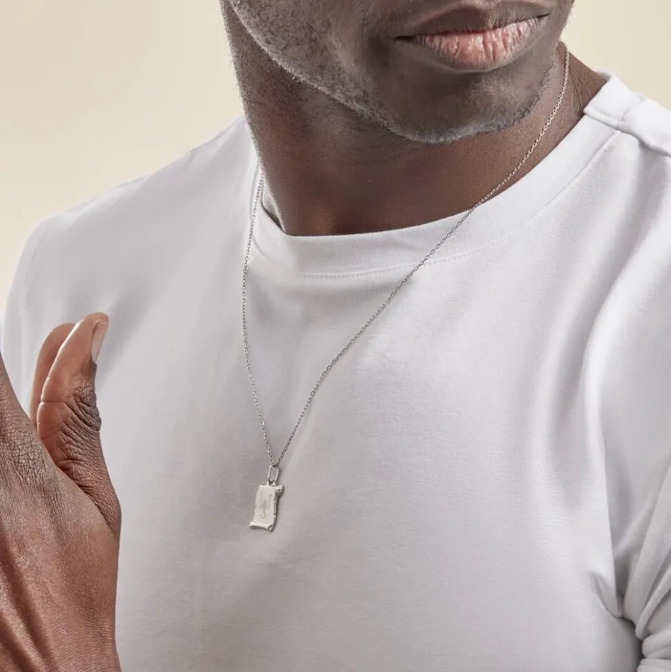 Pendentif Zodiaque Parchemin Argent Blanc