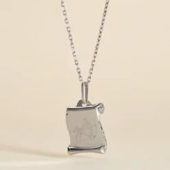 Pendentif Zodiaque Parchemin Argent Blanc