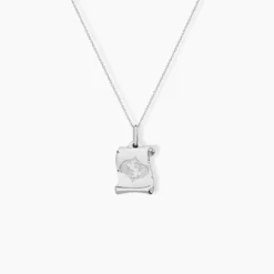 Pendentif Zodiaque Parchemin Argent Blanc