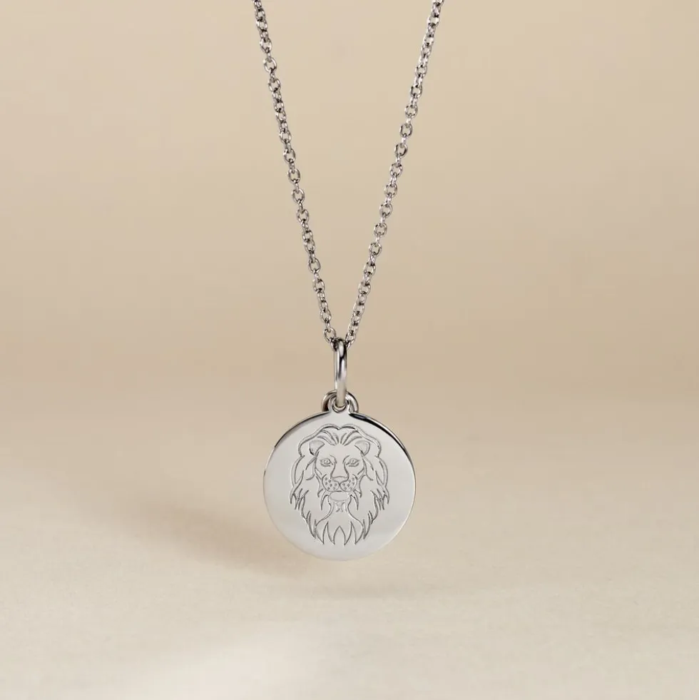 Pendentif Zodiaque Rond Argent Blanc