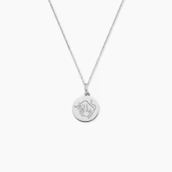 Pendentif Zodiaque Rond Argent Blanc