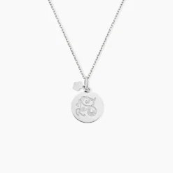 Pendentif Zodiaque Rond Argent Blanc