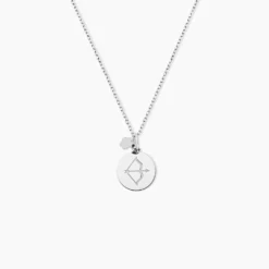 Pendentif Zodiaque Rond Argent Blanc