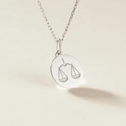 Pendentif Zodiaque Rond Argent Blanc