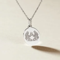 Pendentif Zodiaque Rond Argent Blanc