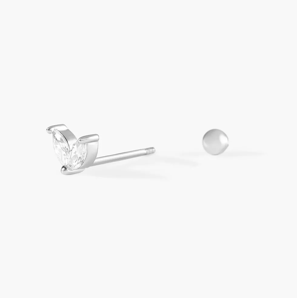 Piercing D'oreille Unitaire Argent Blanc Enyo Oxyde De Zirconium