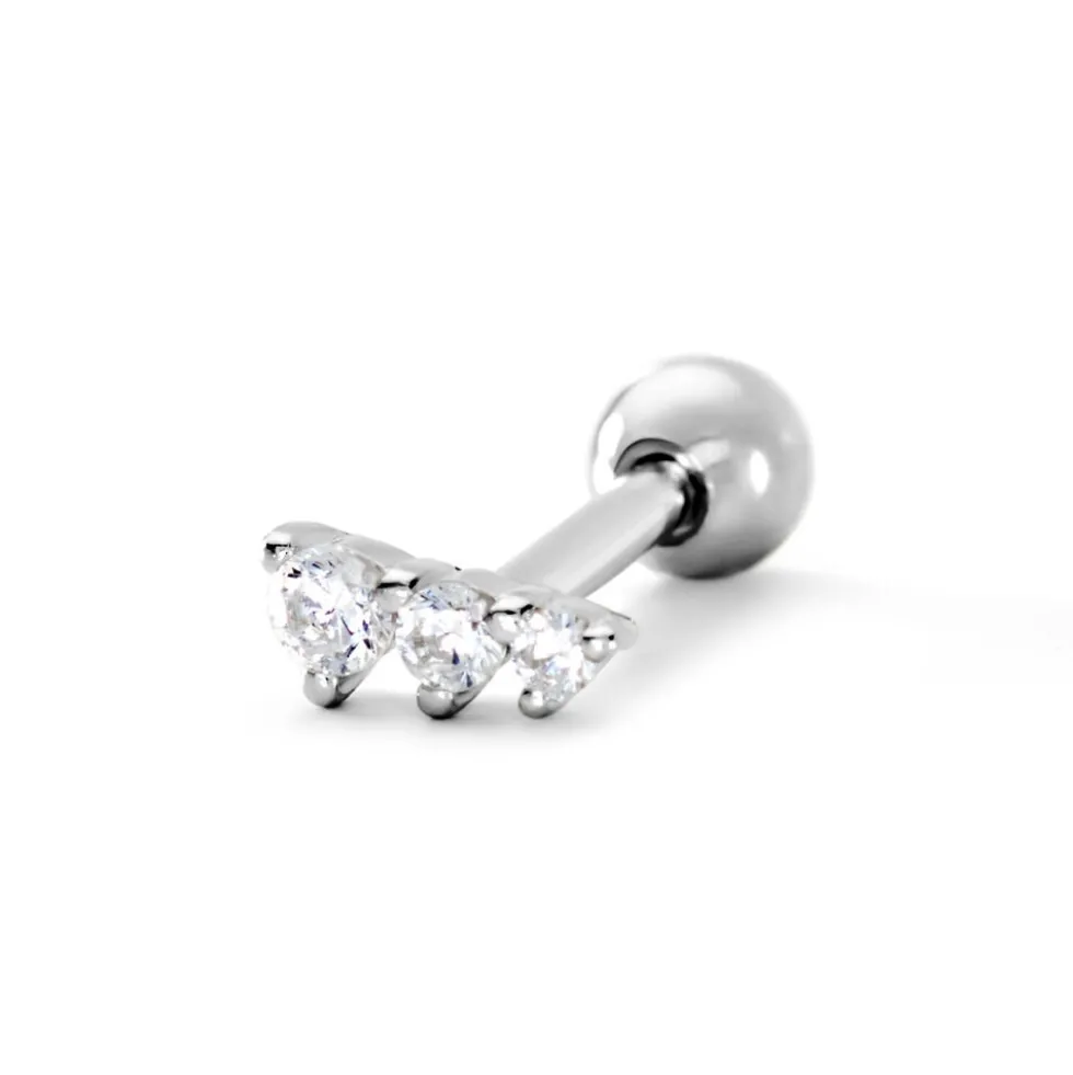 Piercing D'oreille Unitaire Delphie Argent Blanc Oxyde De Zirconium