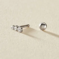 Piercing D'oreille Unitaire Delphie Argent Blanc Oxyde De Zirconium