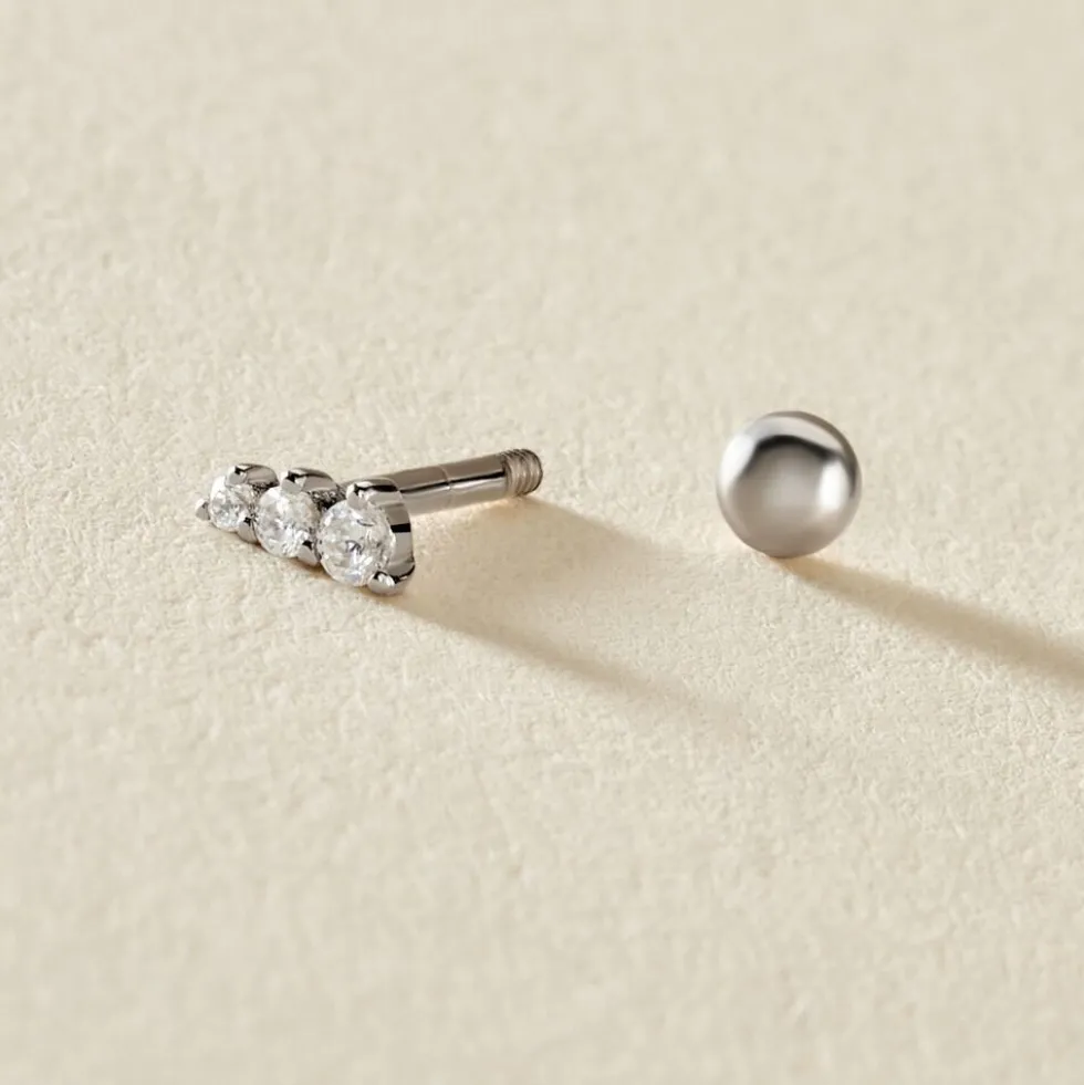 Piercing D'oreille Unitaire Delphie Argent Blanc Oxyde De Zirconium
