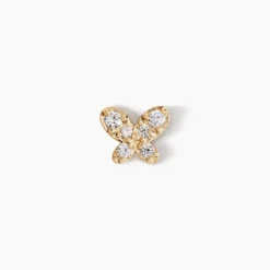Piercing D'oreille Unitaire Papillion Or Jaune Oxyde De Zirconium